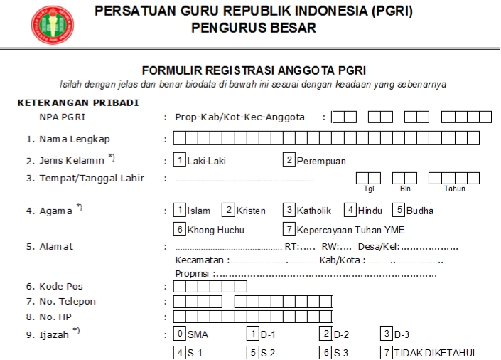 Pendaftaran PGRI Kota Tangerang - Persatuan Guru Republik Indonesia Cabang Kota Tangerang